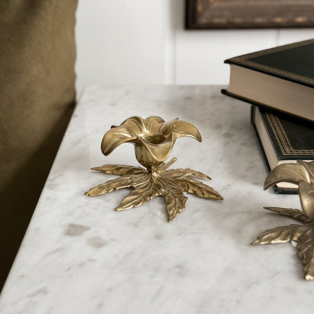 Vintage Brass Flower Taper.