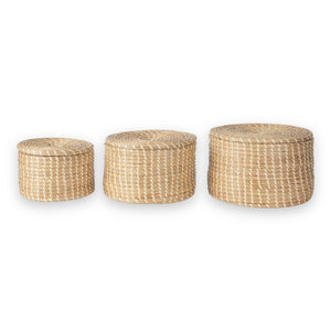 Seagrass Lidded Baskets.