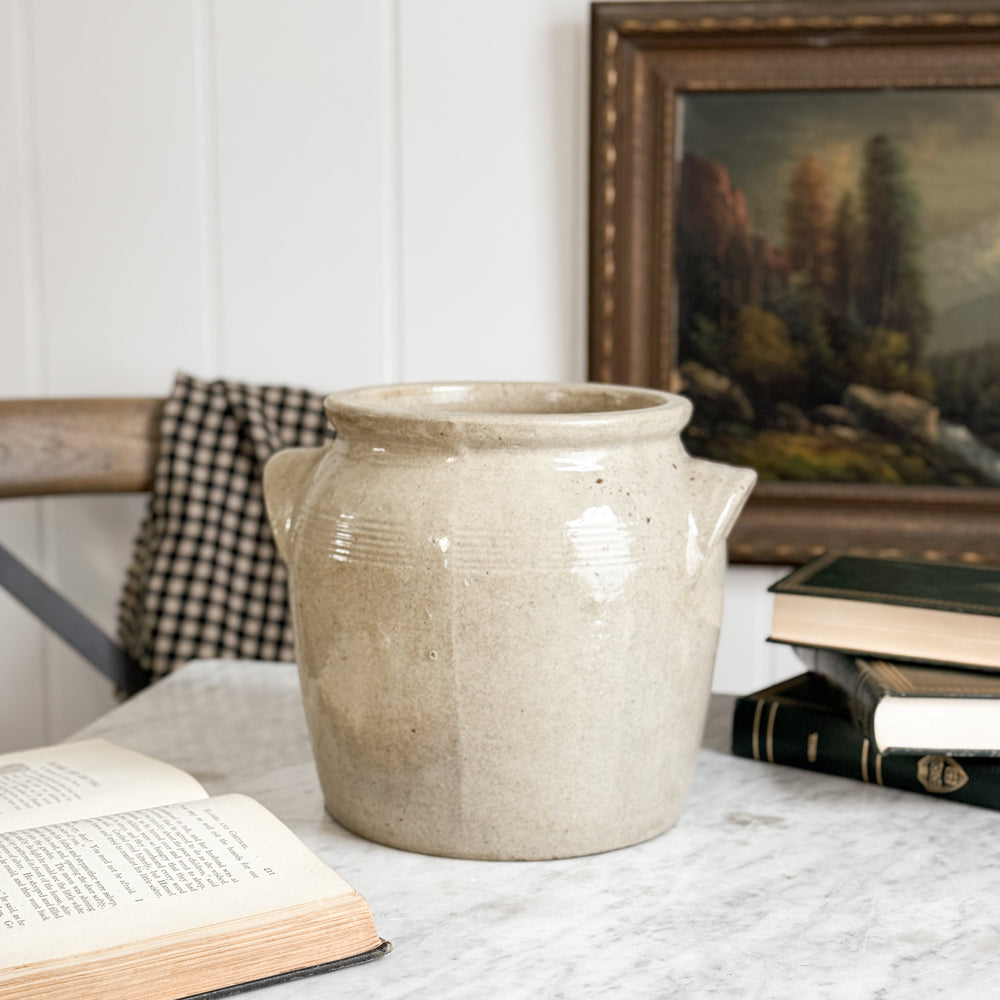 Antique Cream Confit Pot II - FRANCE.