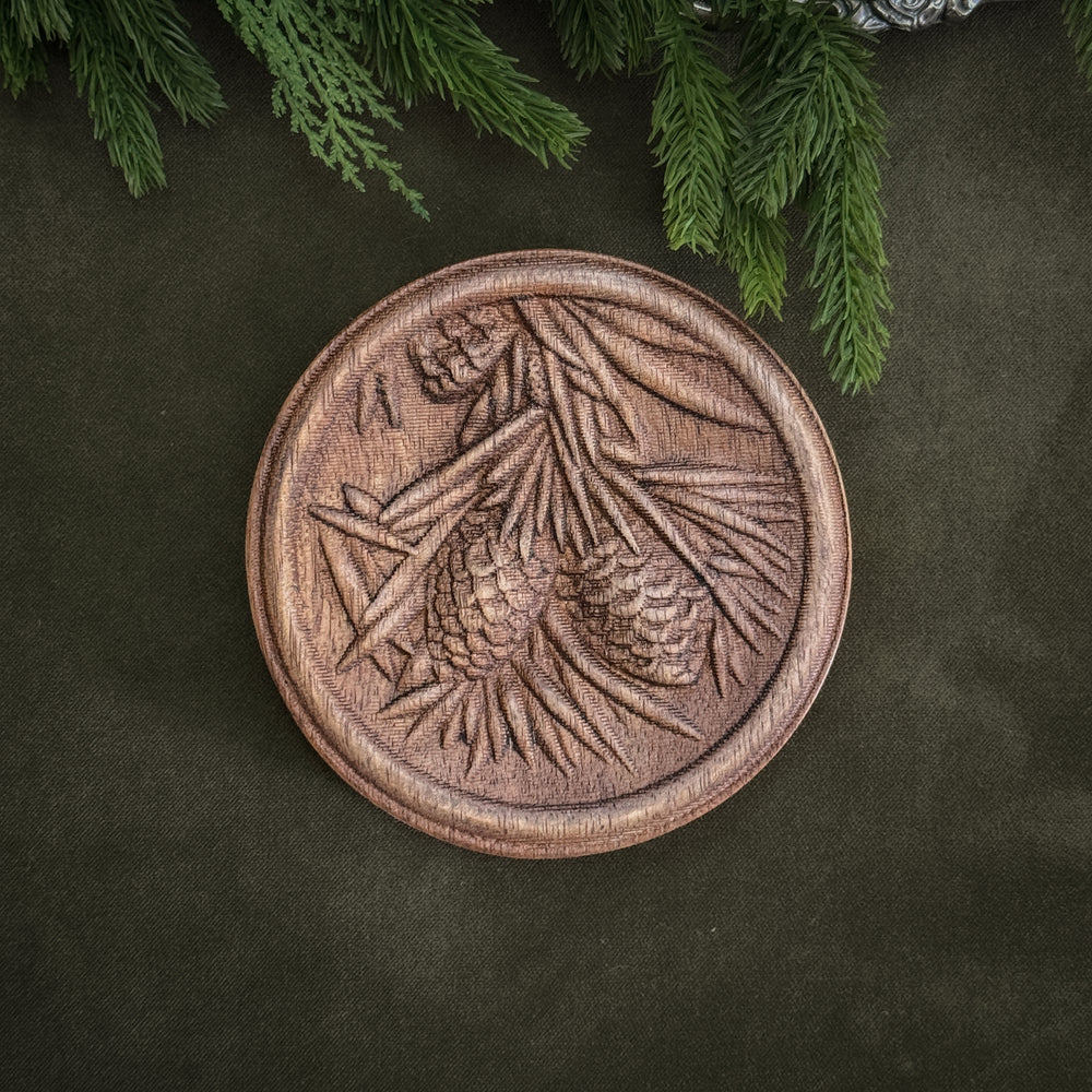 Wooden Pinecone Wall Plaque.