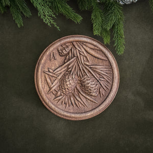 Wooden Pinecone Wall Plaque.