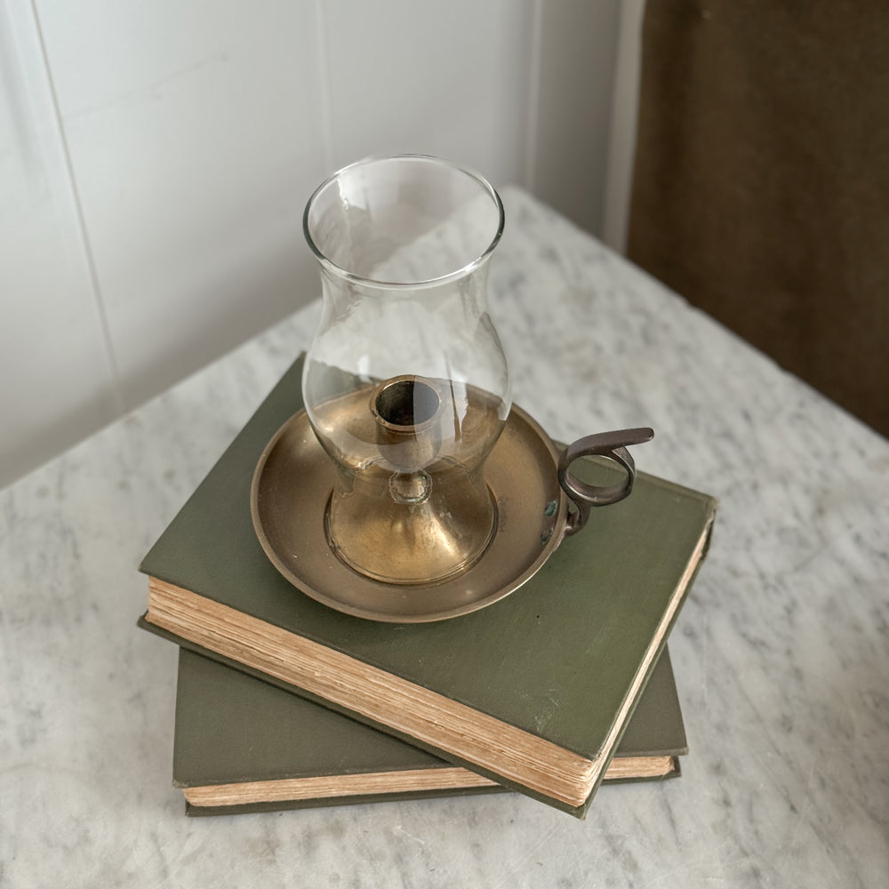 Vintage tapered brass hurricane.