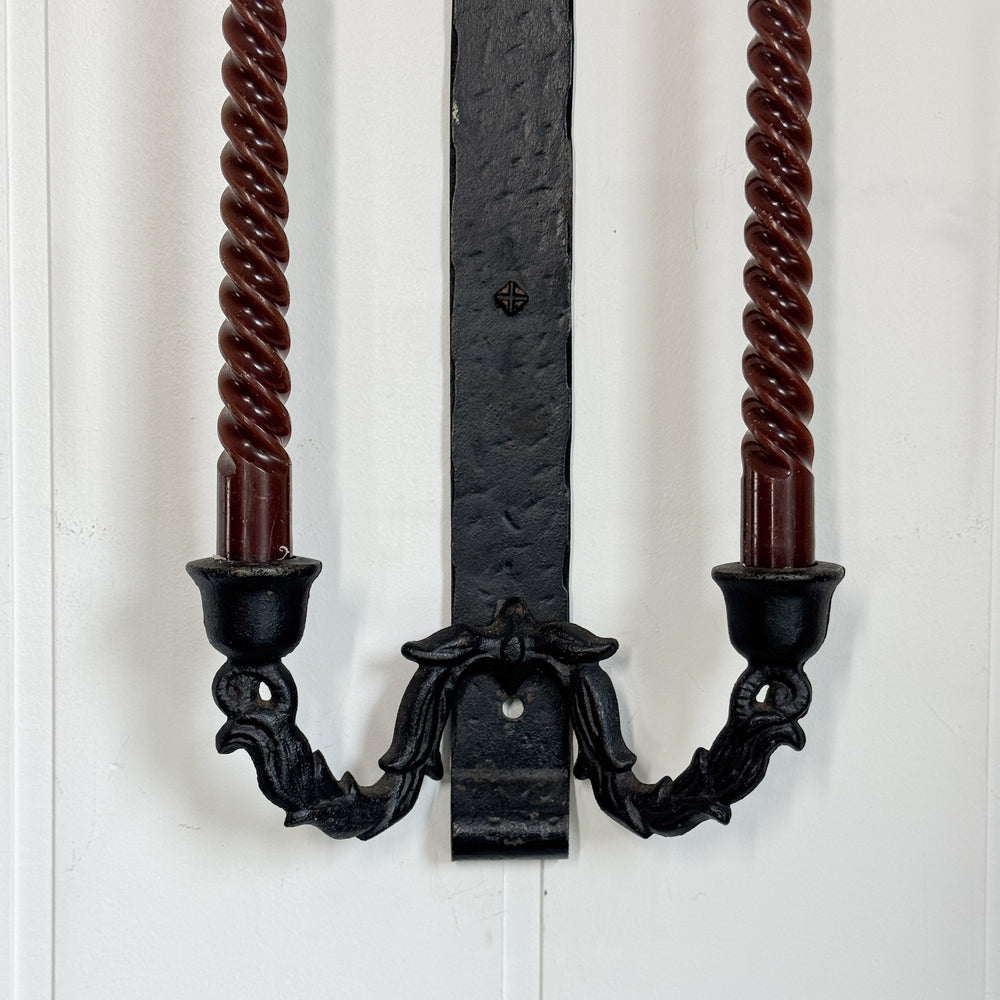 Vintage Cast Iron Taper Candle Sconce