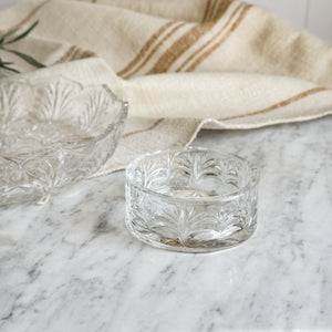 Vintage cut glass cocktail plate set with bowl insert