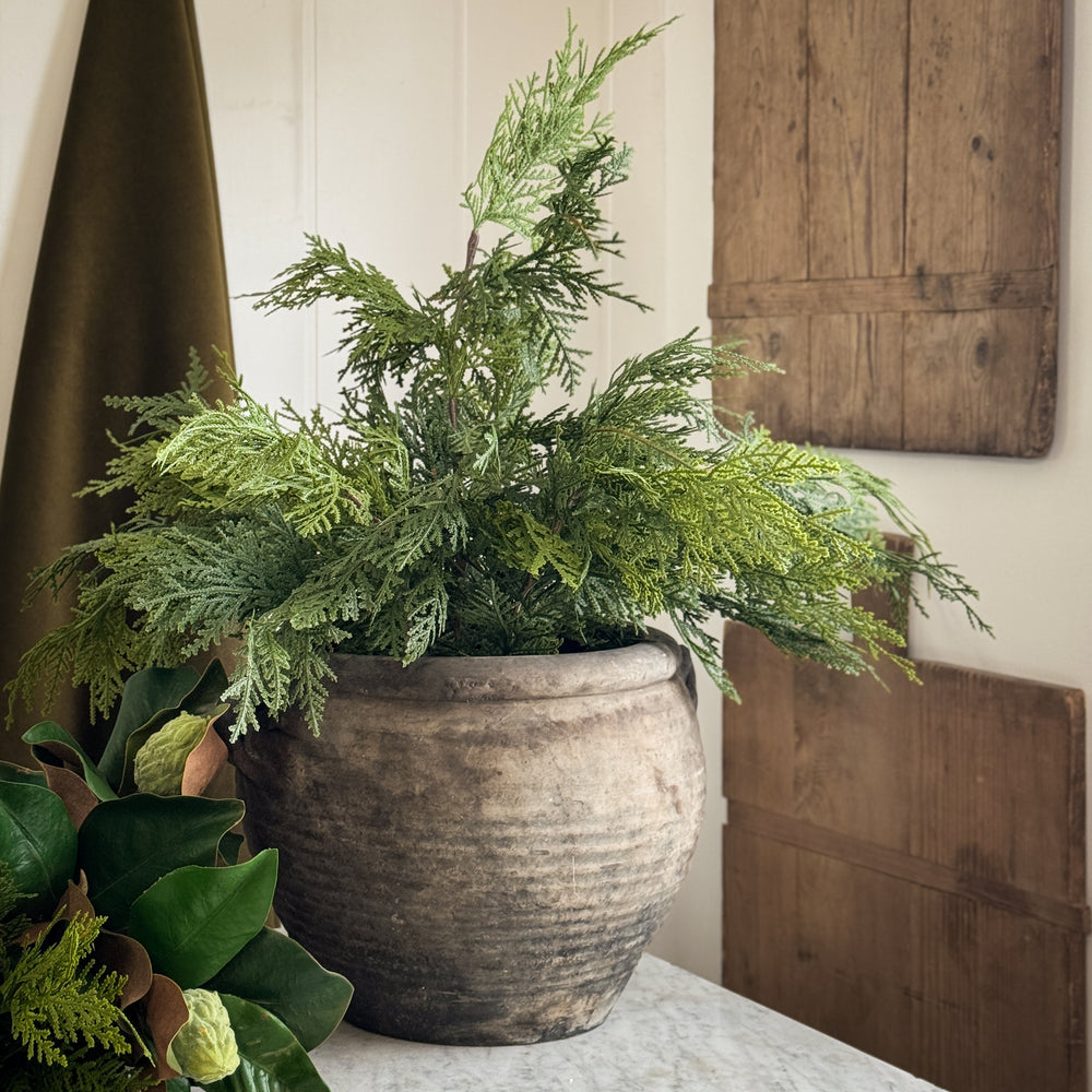 Vintage black/brown pottery vase w/ handles