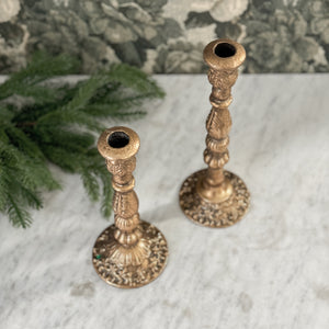 Cast Iron Bronze Gold Taper Candles