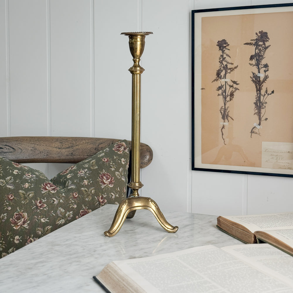 Vintage brass tri foot taper candleholder