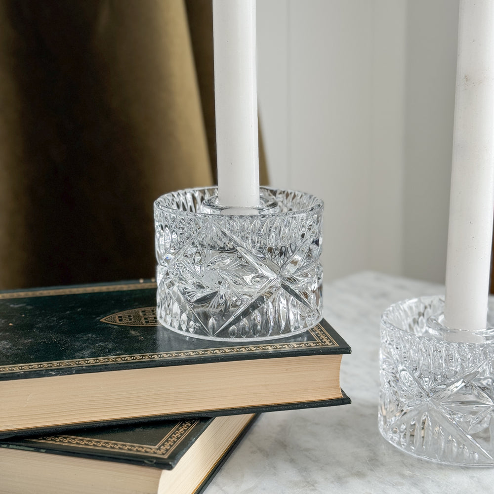 Vintage Heavy Glass Taper Holder.