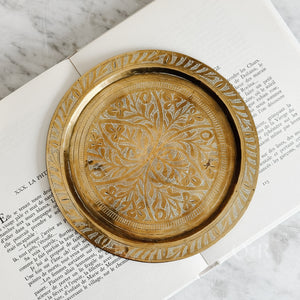 Vintage Etched Brass Tray.