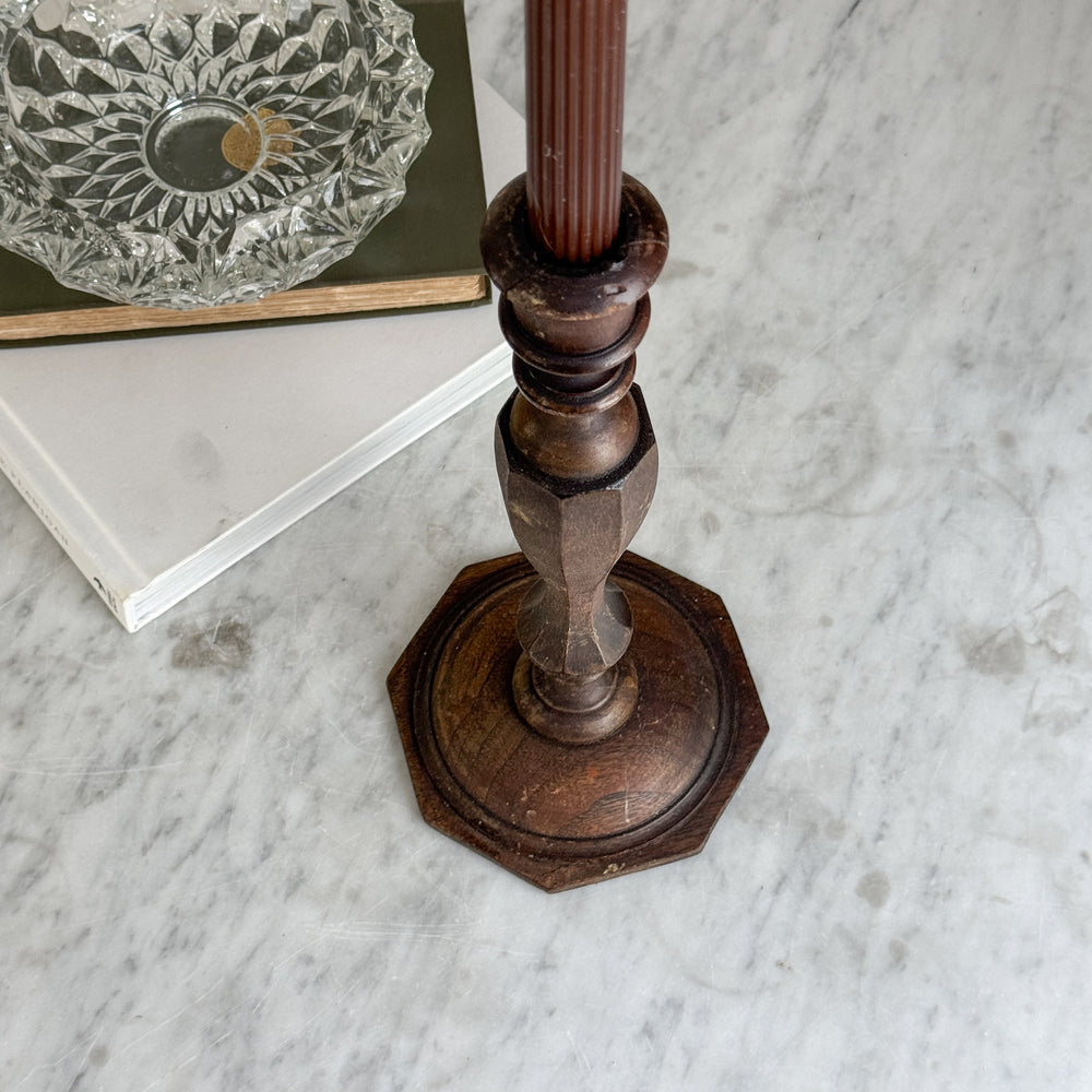 Vintage dark wood taper candleholder