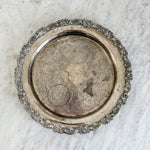 Vintage round floral silverplate tray.
