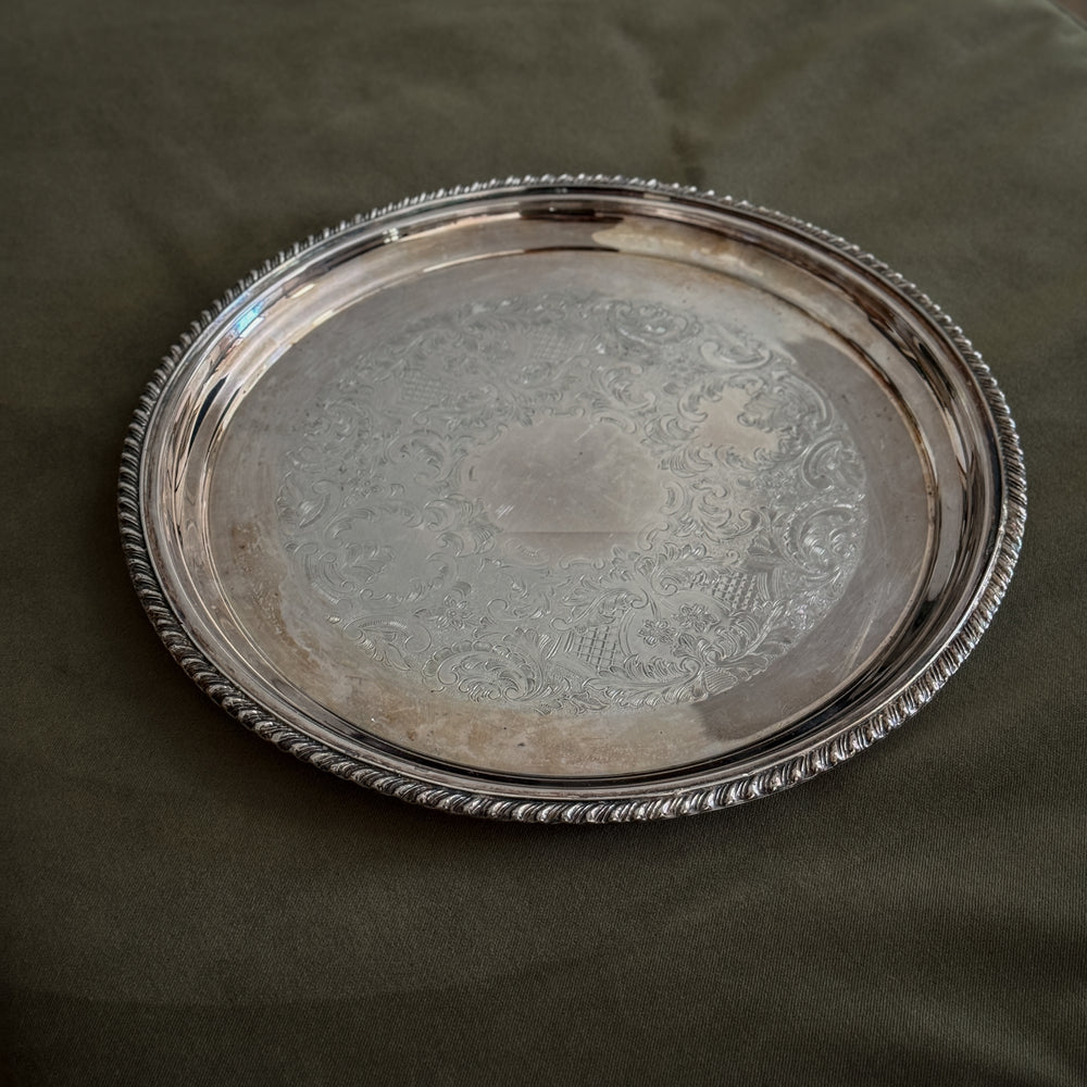 Vintage silverplate round tray.