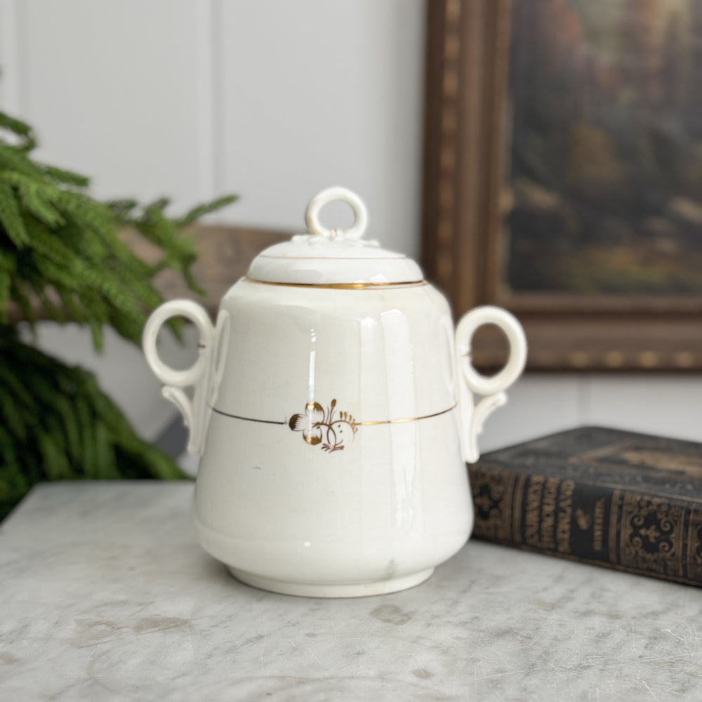 Vintage white ceramic sugar bowl