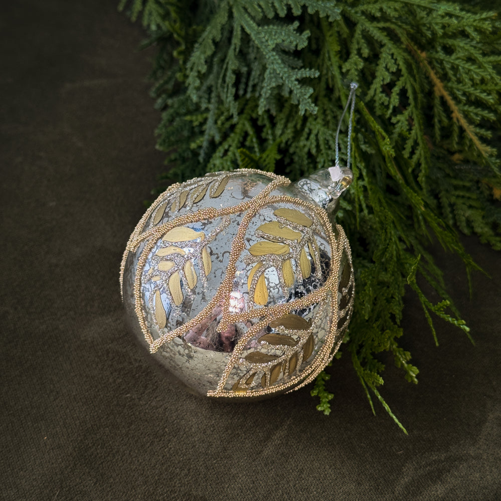Glass Gilded Ball Ornament.