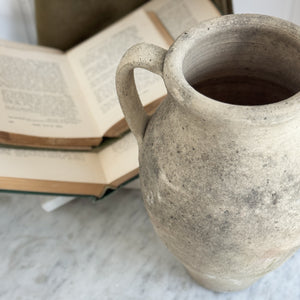 Vintage beige Turkish pot double handle.