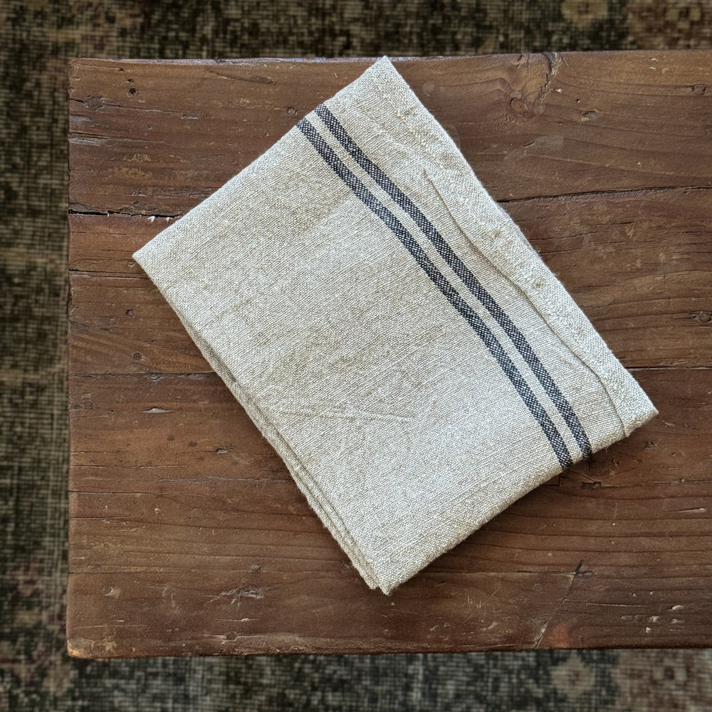 Linen Tea Towel - Black Stripe.