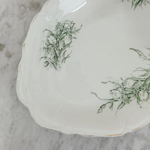 Antique green floral ironstone shaped platter