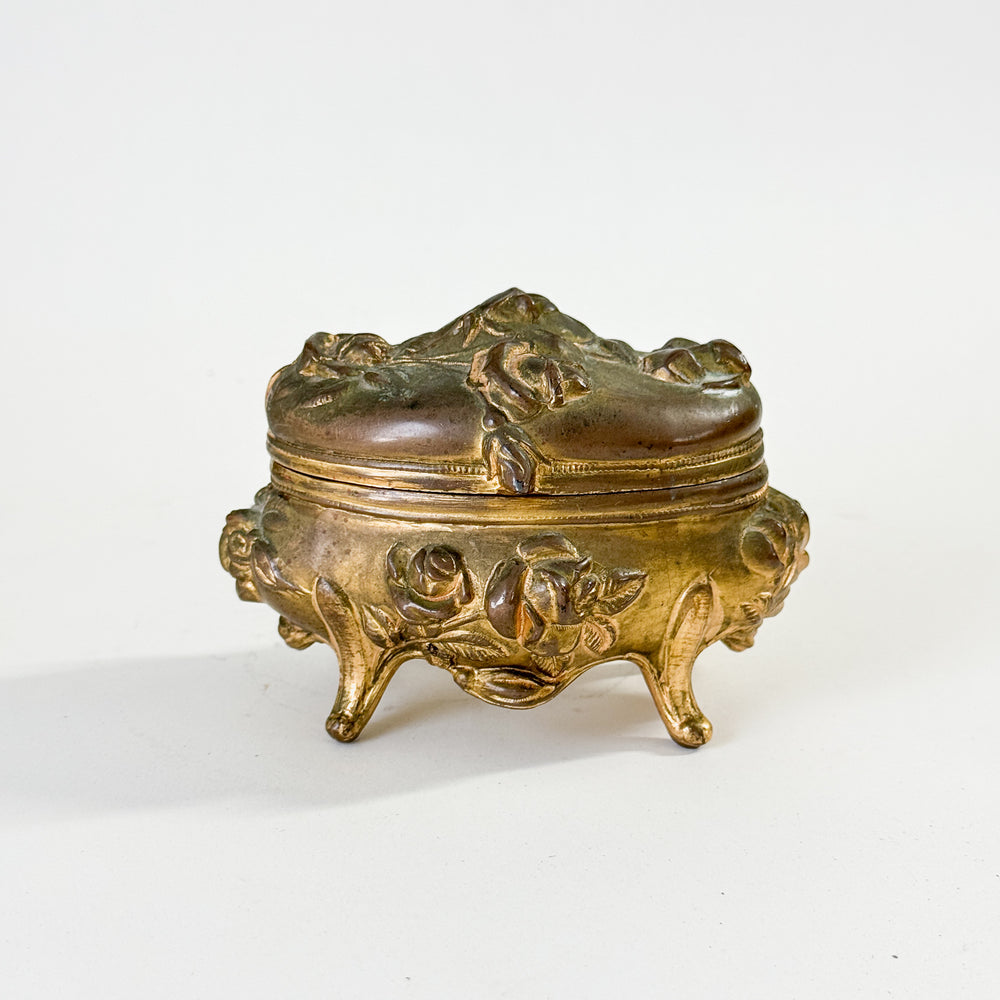 Vintage brass jewellery casket