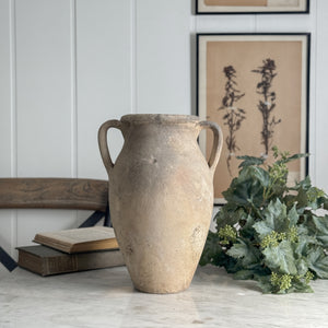 Vintage beige Turkish pot double handle