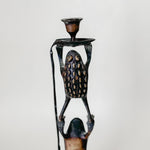 Vintage gold brass frog taper candlestick