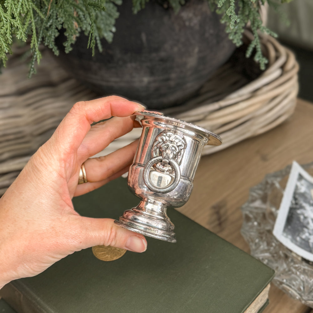 Vintage Silver plate Lion Urn