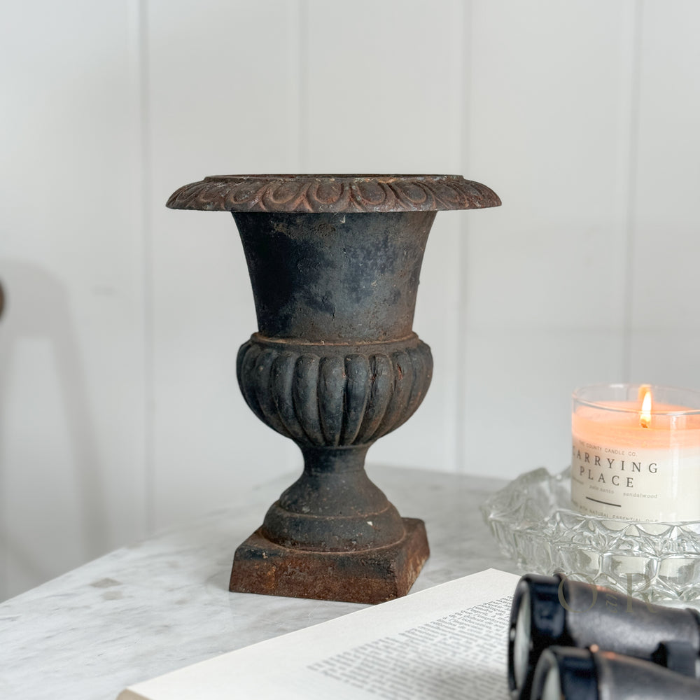 Vintage cast iron flower urn
