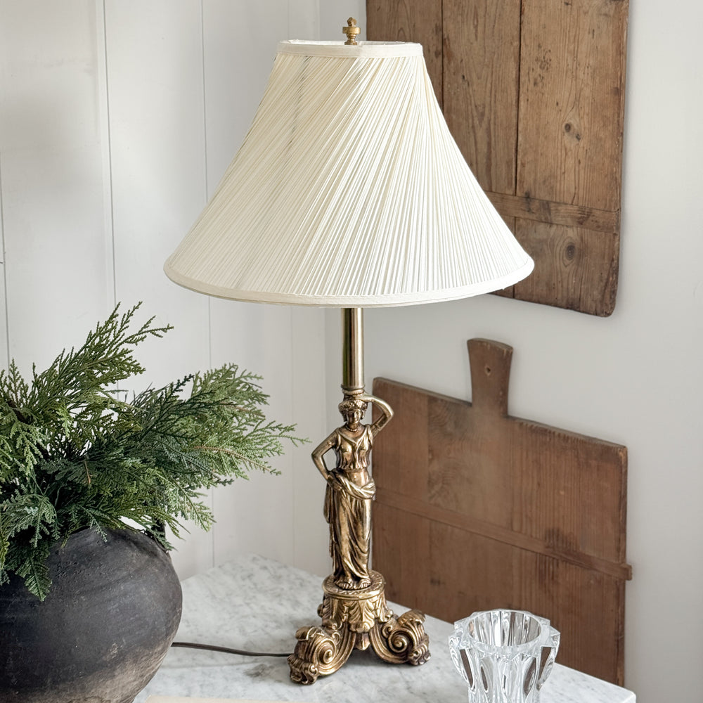 Vintage Brass Lady Lamp w/ Shade
