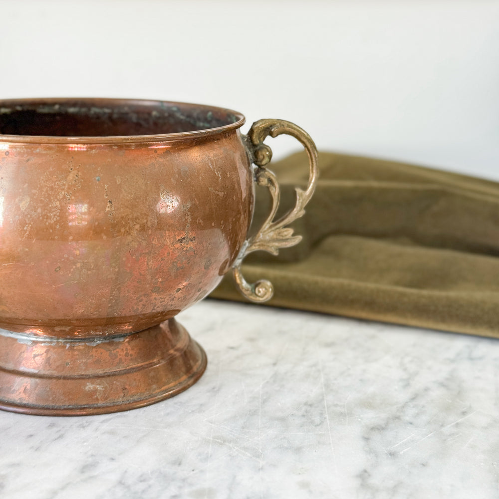 Vintage Copper Handled Planter