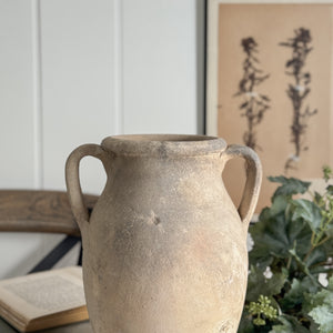 Vintage beige Turkish pot double handle