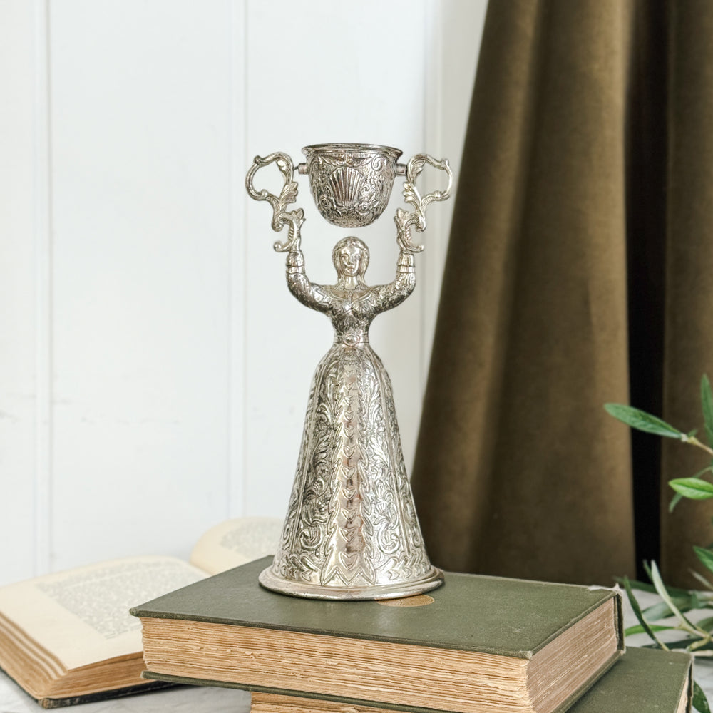 Vintage silverplate lady goblet.