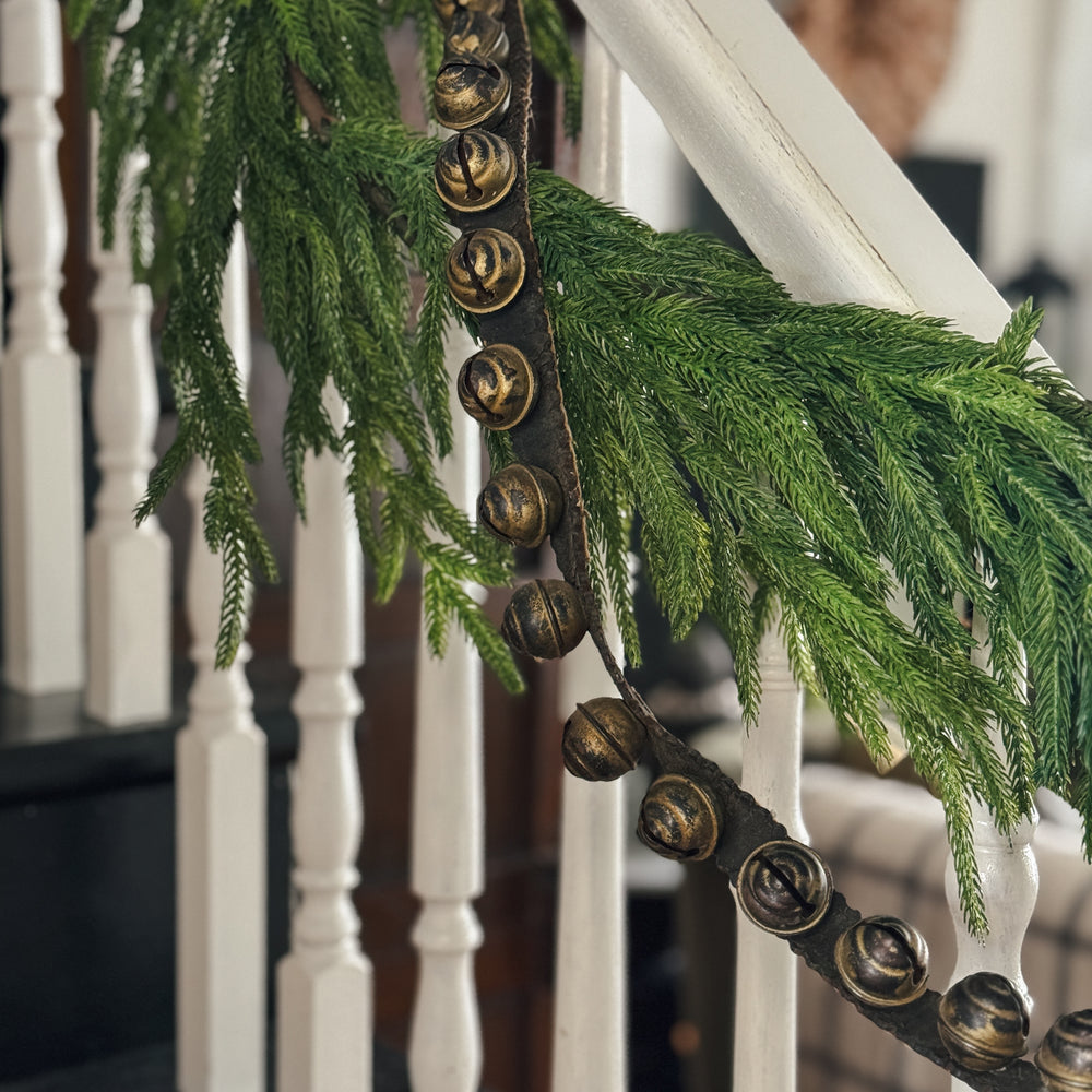 vintage leather sleigh bell set.