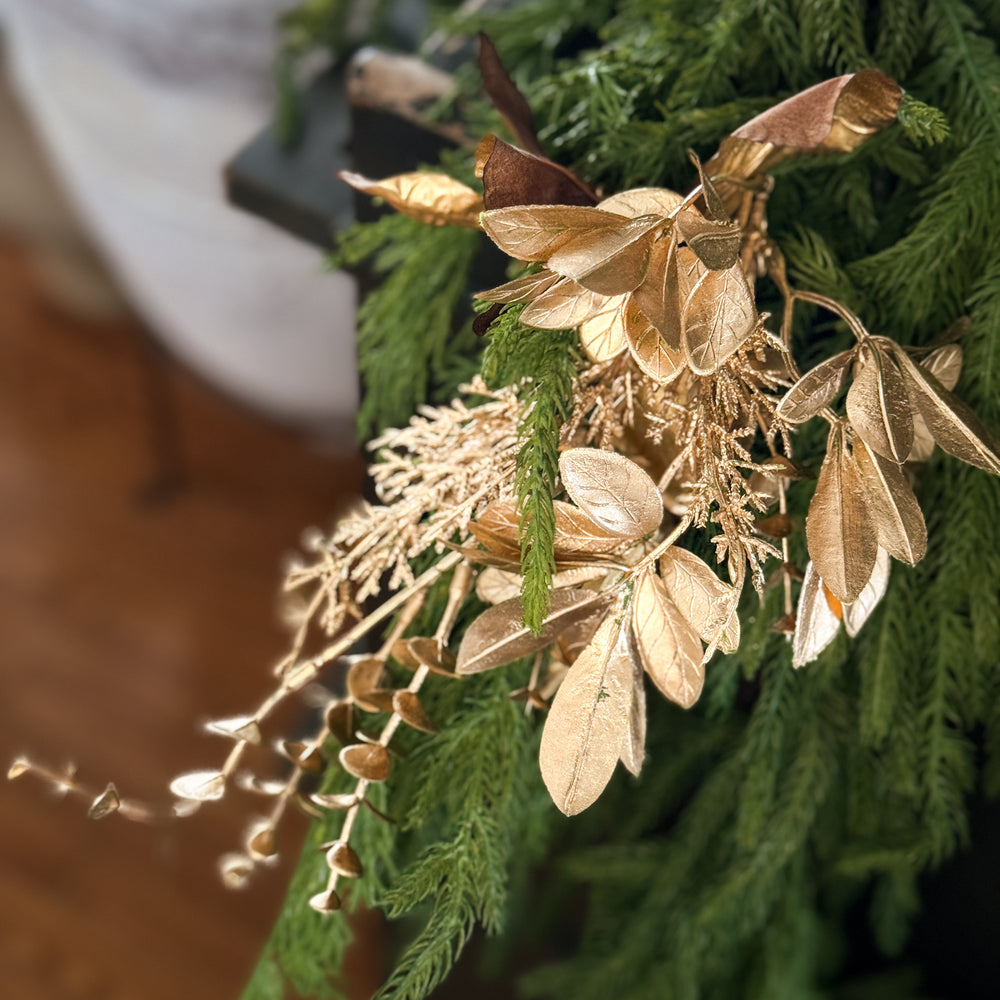 Gold mixed pine w/ magnolia tree branch