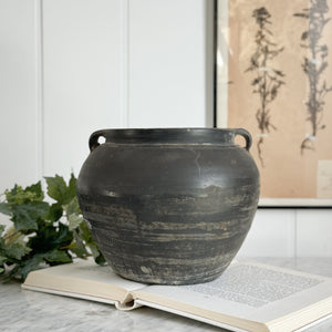 Vintage Black Pot with Handles.
