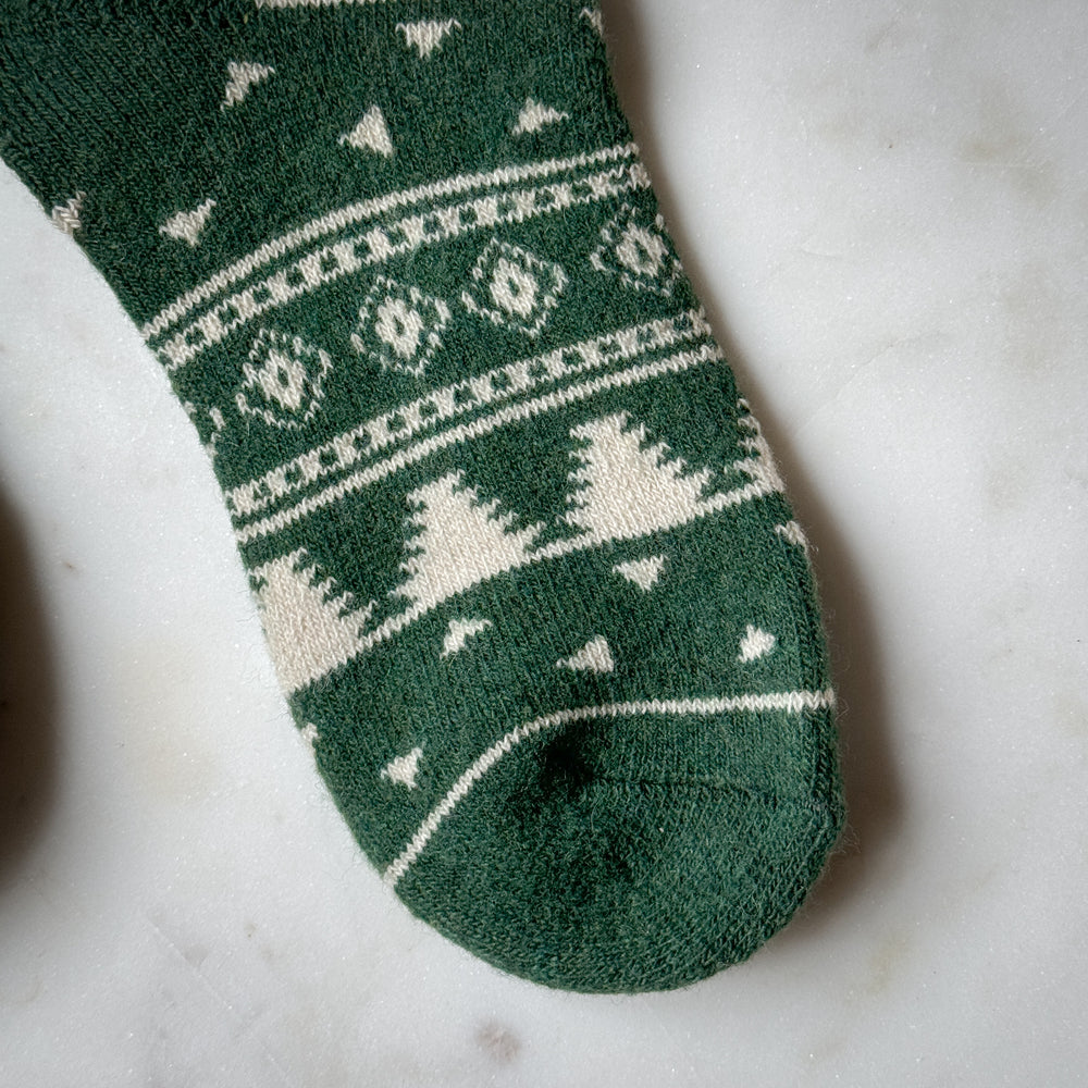 Green wool tree socks