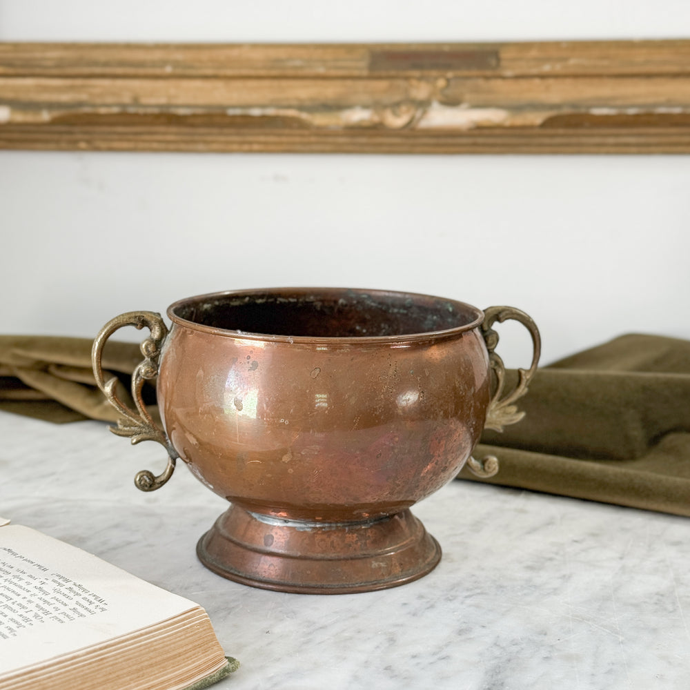 Vintage Copper Handled Planter