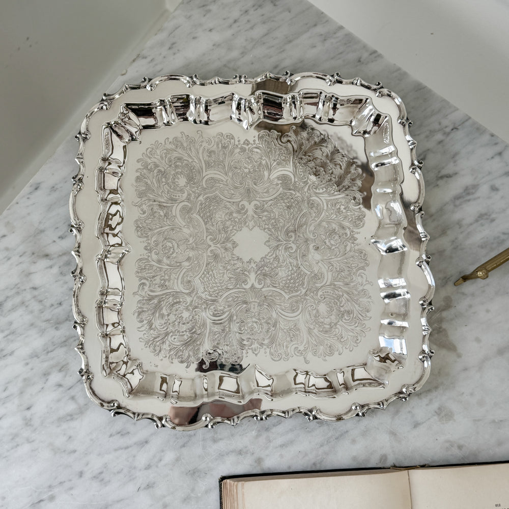 Vintage square silverplate tray.