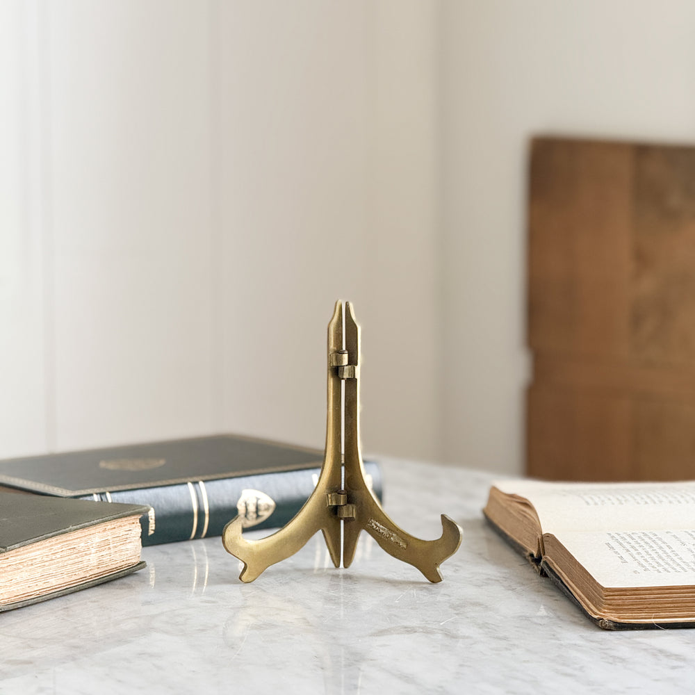 Vintage brass folding picture stand.