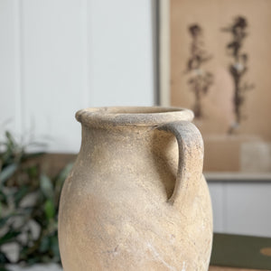 Vintage beige Turkish pot double handle