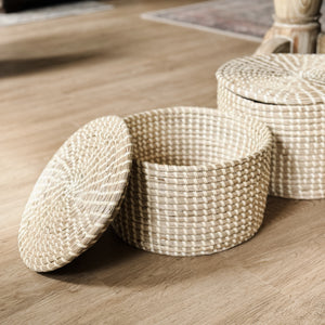 Seagrass Lidded Baskets.