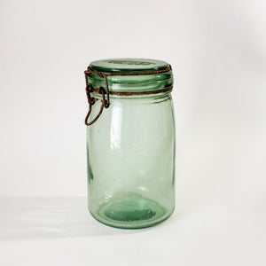 Vintage Medium Green Glass Jar - France