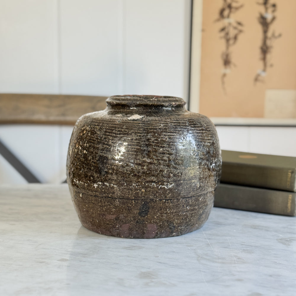 Vintage Brown Bean Pot I