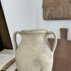 Vintage beige Turkish pot double handle.