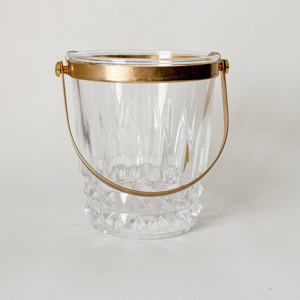 Vintage Gold Crystal Ice Bucket