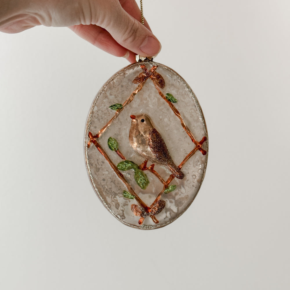 Blown Glass Sparrow Ornament