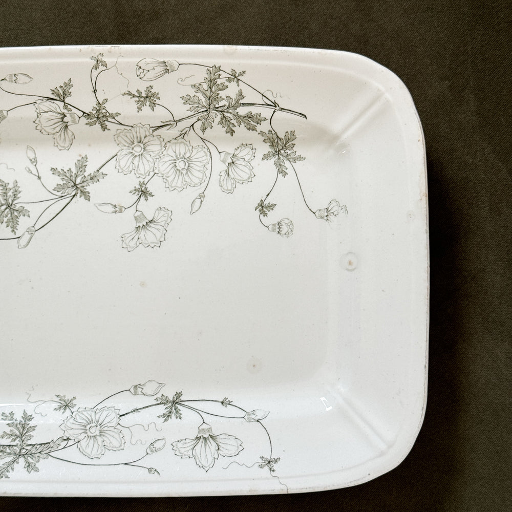 Antique Green Leaf Ironstone Platter