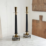 Vintage Italian Black Marble Taper Pair