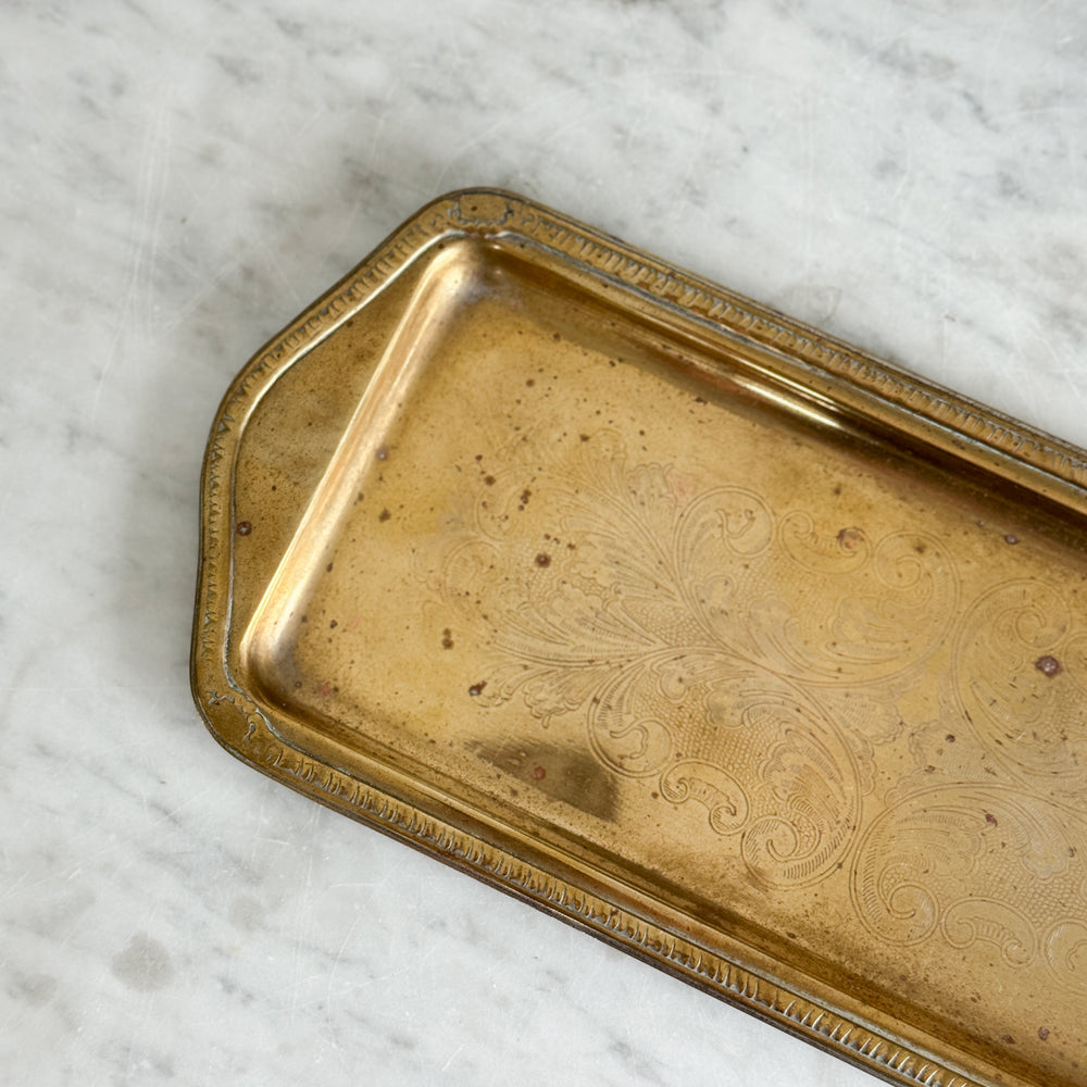 Vintage Long Brass Tray