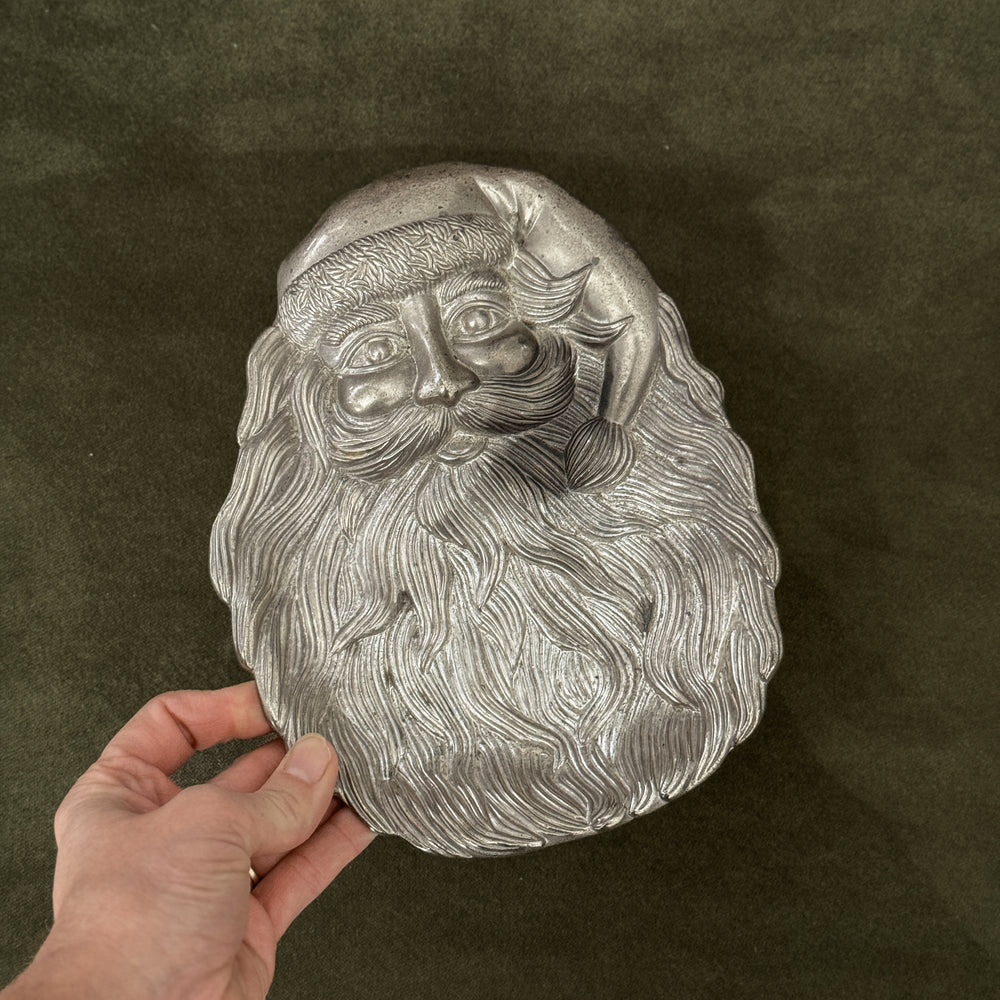 Vintage silverplate Santa dish.