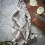 Linen Tea Towel - Black Grid