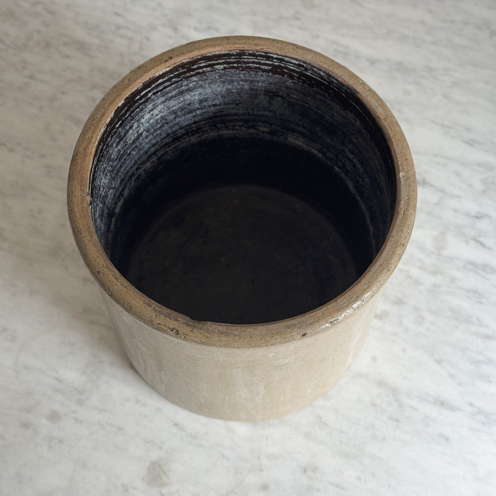 Vintage Cream Wide Stoneware Crock